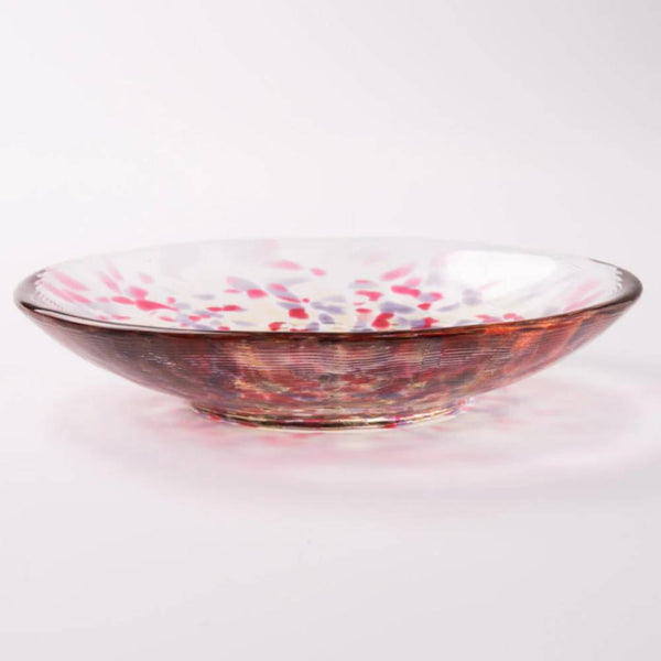 Aderia Handmade Small Glass Plate Pink Sakura Blossoms Design 100mm