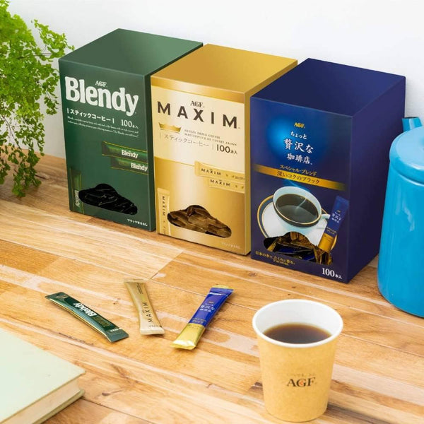 AGF Instant Black Coffee Packets Coffee Shop Blend 100 Sticks