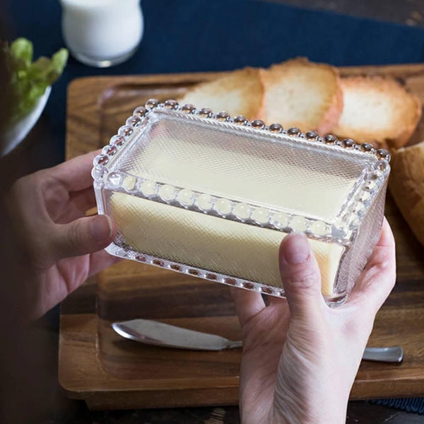 Aderia Classic Elegant Glass Butter Container Dish 1/2 Pound