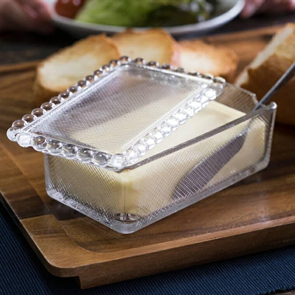 Aderia Classic Elegant Glass Butter Container Dish 1/2 Pound