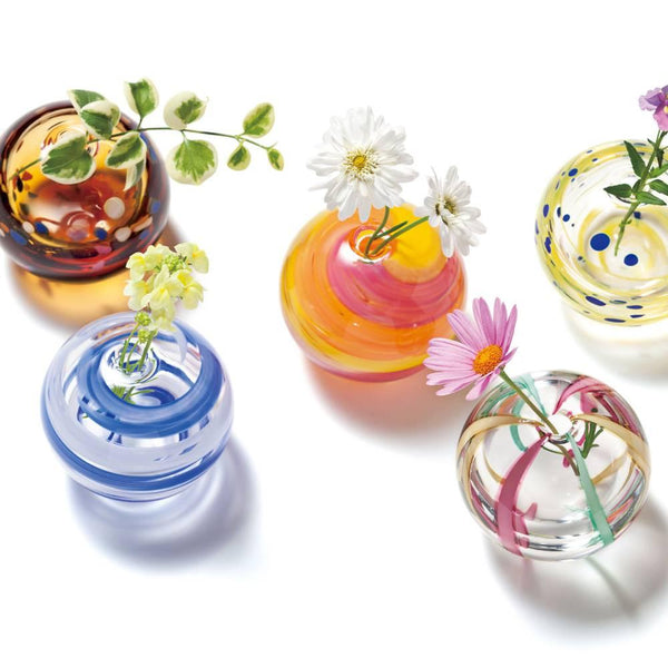 Aderia Colorful Glass Temari Ball Small Flower Vase 65mm