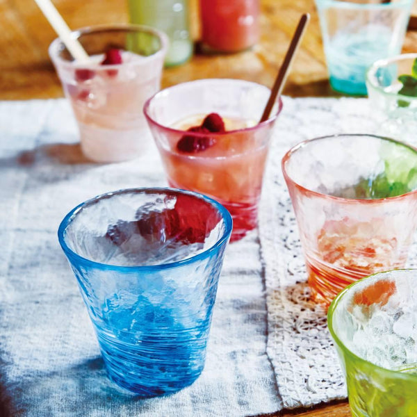 Aderia Handmade Drinking Glass Soft Swirling Blue Pattern 260ml