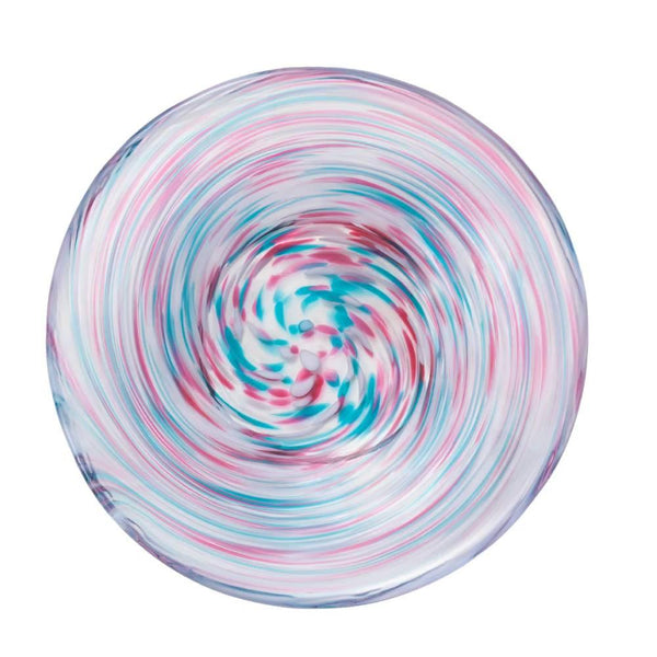 Aderia Handmade Small Glass Plate Colorful Spiral Design 100mm