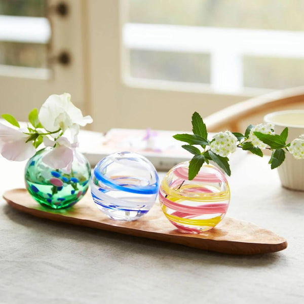 Aderia Pink & Yellow Glass Temari Ball Small Flower Vase 65mm