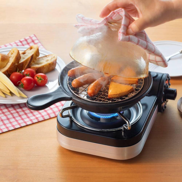 Aderia Pottery Smoker Pan With Glass Dome Lid & Wood Chips