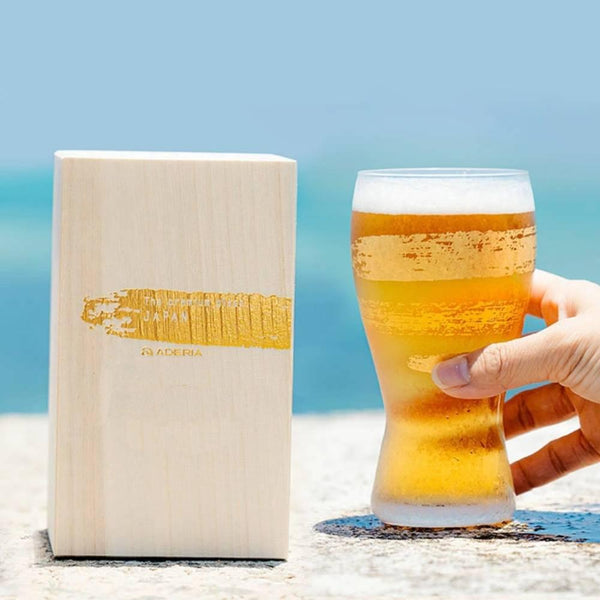 Aderia Premium Gold Pattern Frosted Beer Glass 380ml