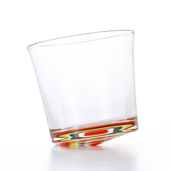 Aderia Stylish Short Glass Modern Red & Yellow Pattern 280ml