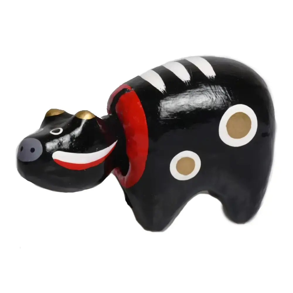Akabeko Black Zodiac Ox Lucky Cow Figurine Handcrafted Home Decor
