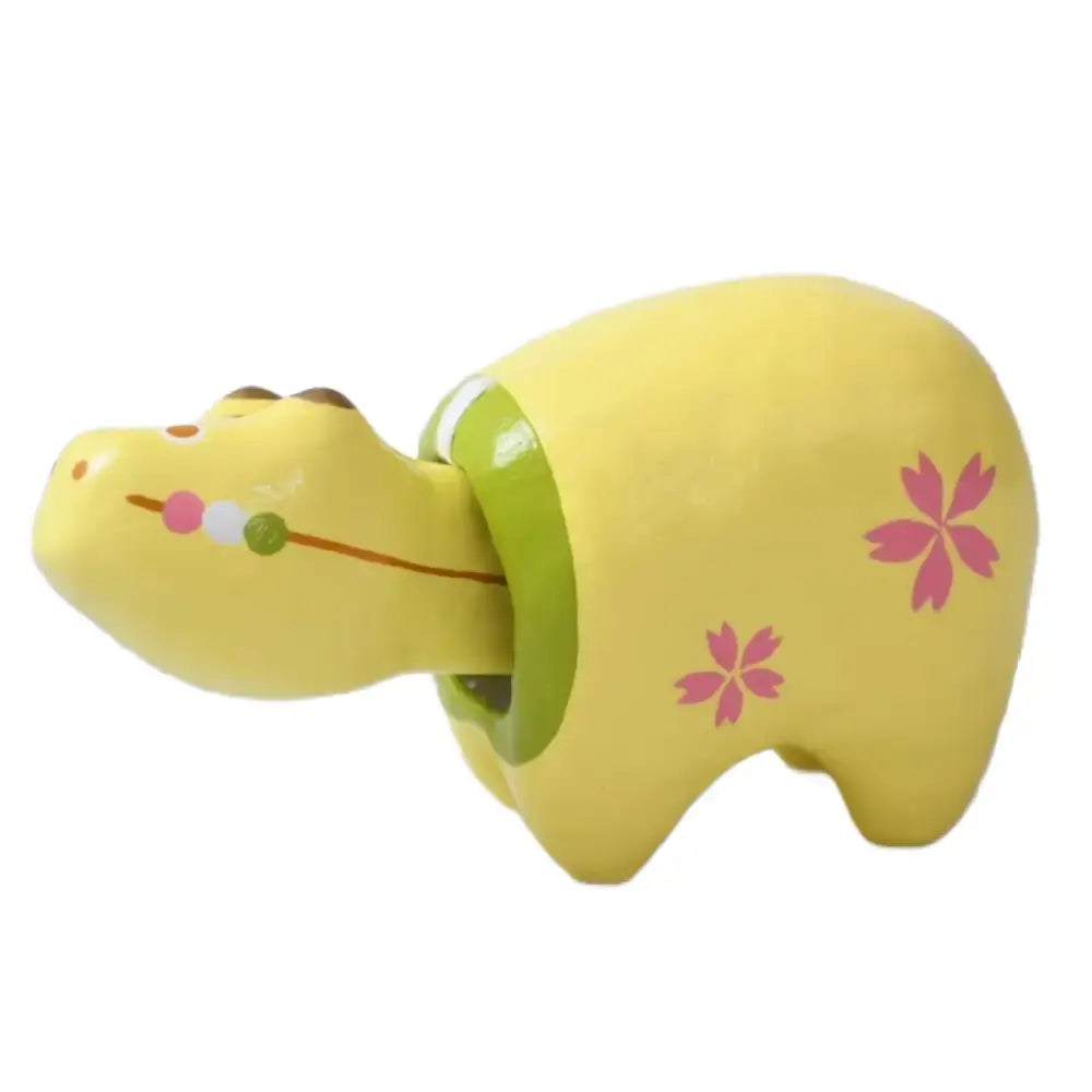 Akabeko Yellow Dango Lucky Cow Figurine Handcrafted Home Decor