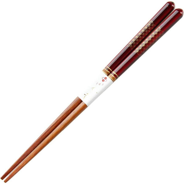 Aoba Dishwasher Safe Wooden Chopsticks Gold Pattern Elegant Red 21cm