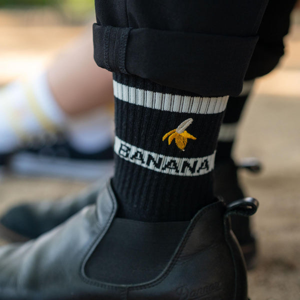 Banana Deodorizing & Sustainable Black Crew Socks 25-28cm