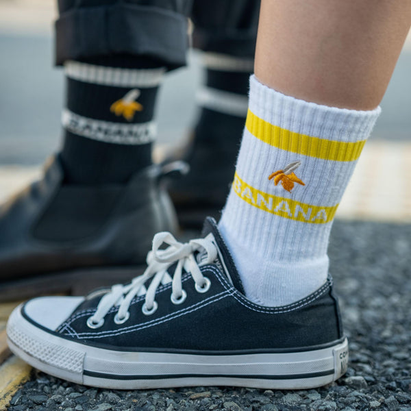 Banana Deodorizing & Sustainable White Crew Socks 25-28cm