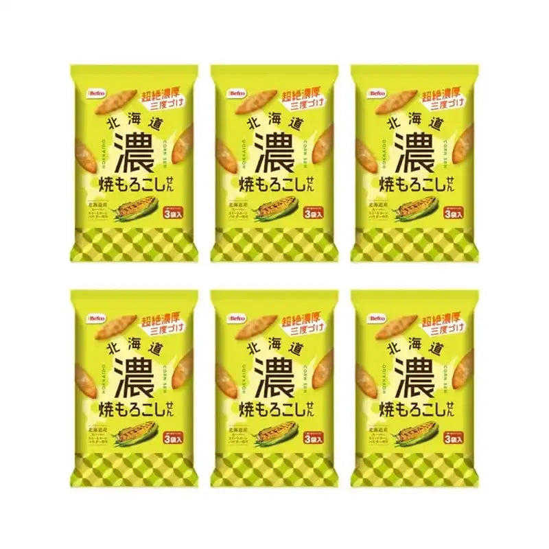 Befco Roasted Sweet Hokkaido Corn Rice Crackers 51g (Pack of 6)