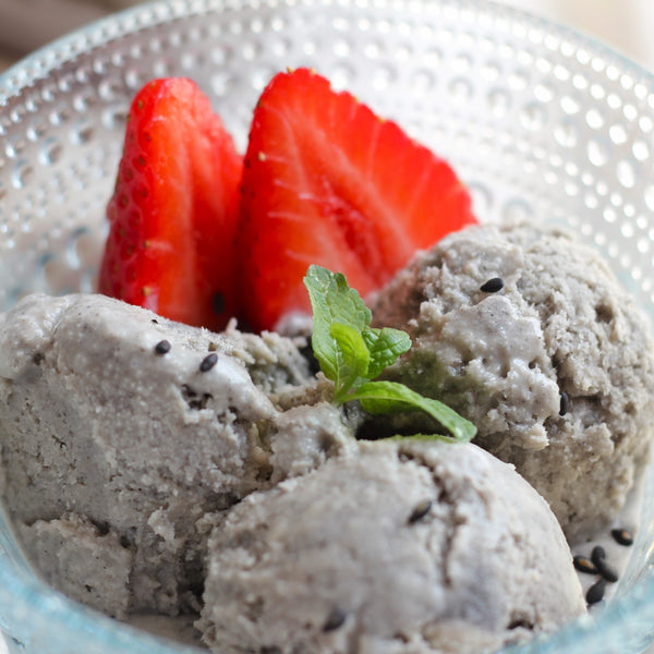 staged black sesame ice cream
