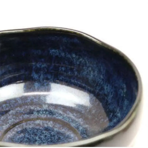 Chawan Handmade Mino Ware Black & Navy Japanese Matcha Bowl