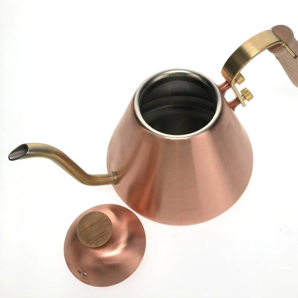 Chitose Copper Gooseneck Kettle With Wooden Handle 0.9L