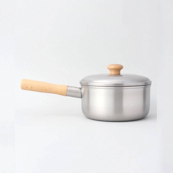 Chitose Stylish Wooden-Handle Saucepan With Lid (IH Compatible) 2.2L
