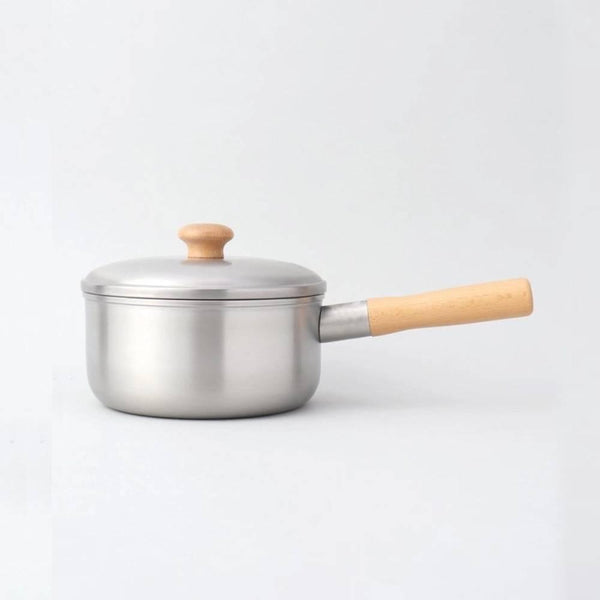 Chitose Stylish Wooden-Handle Saucepan With Lid (IH Compatible) 2.2L