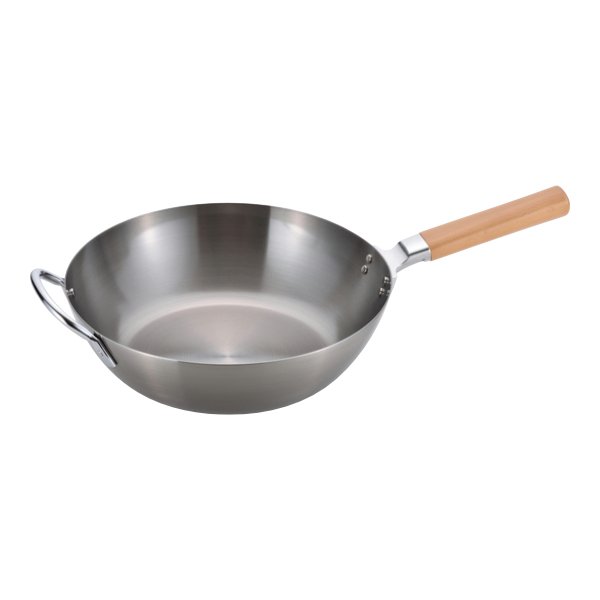 Chitose Wooden-Handle Induction Deep Iron Frying Pan 28cm