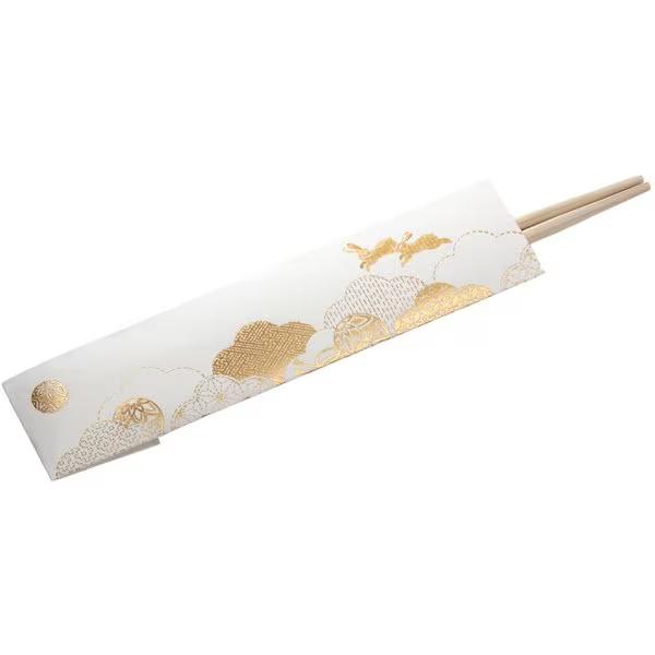 Chopsticks With Gold Foil Washi Paper Cover Rabbit Design 3 ct.