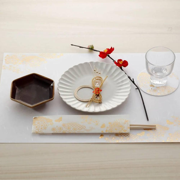 Chopsticks With Gold Foil Washi Paper Cover Seigaiha Pattern 3 ct.