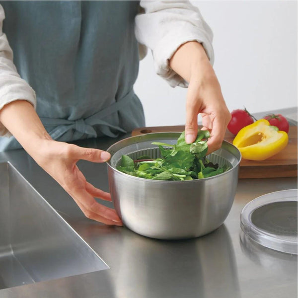 Convenient Salad Spinner Stainless Steel Salad Tosser 3L
