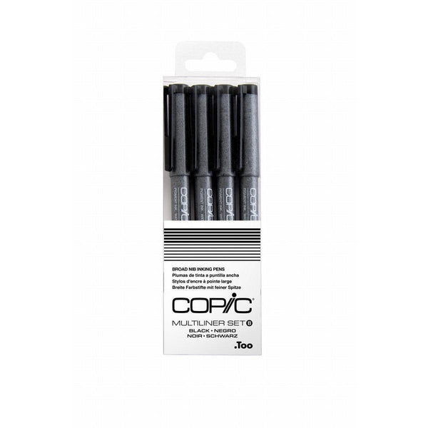Copic Multiliner Marker Set Black Drawing Fineliner 4 Pens