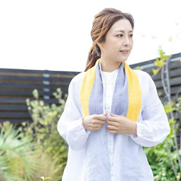 Eco de Cool Lightweight Cooling Towel Scarf Yellow & Grey 16 x 90cm