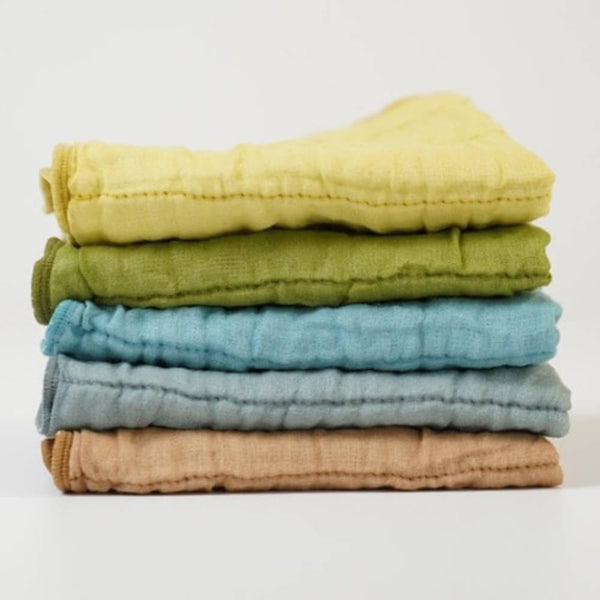 Five Layer Muslin Dish Cloth Olive Green Cotton Dish Towel For Gifting