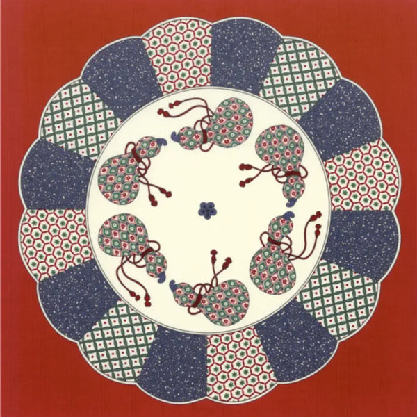 Furoshiki Imari Plate Gourd Pattern Red Cotton Wrapping Cloth 50cm
