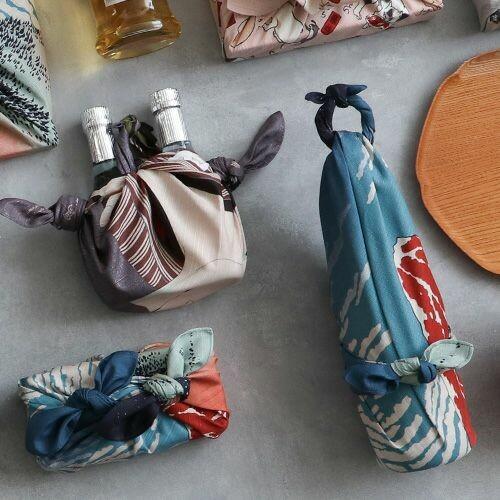 Furoshiki Red Fuji Ukiyo-e Art Organic Cotton Wrapping Cloth 70x70cm