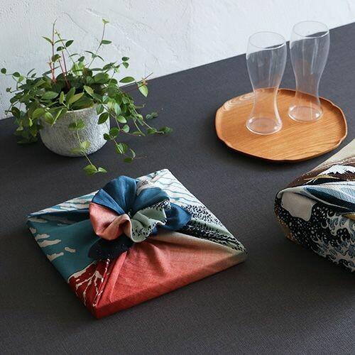 Furoshiki Red Fuji Ukiyo-e Art Organic Cotton Wrapping Cloth 70x70cm