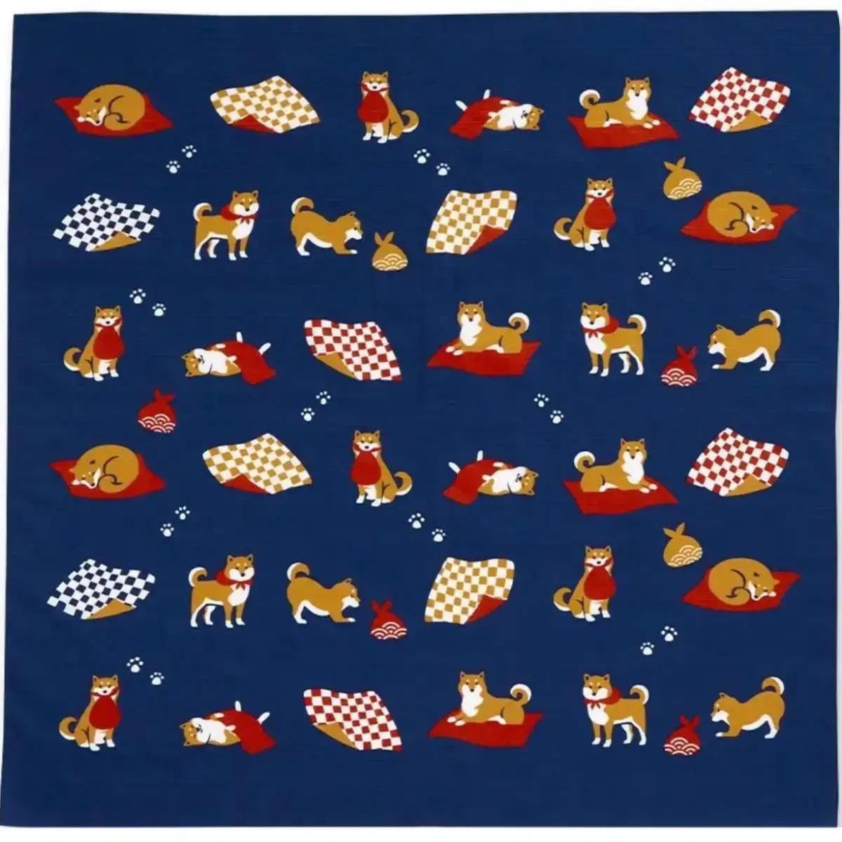 Furoshiki Shiba Inu Medium Blue Cotton Wrapping Cloth 27.6"