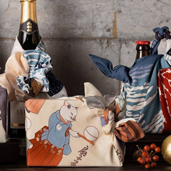 Furoshiki Ukiyo-e Unique Cat Design Versatile Wrapping Cloth 48cm