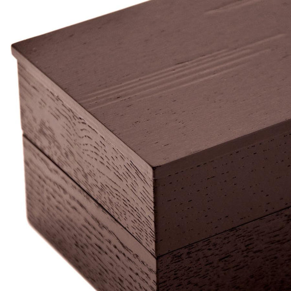 Isuke Handmade Black Ash Wood Bento Lunch Box Two-Tiered Large Size