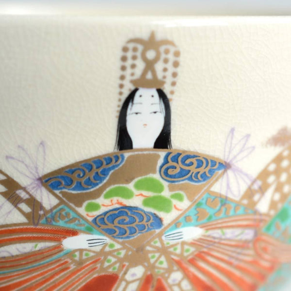Handmade Chawan White Ningyo Doll Design Matcha Cup Japanese Tea Bowl
