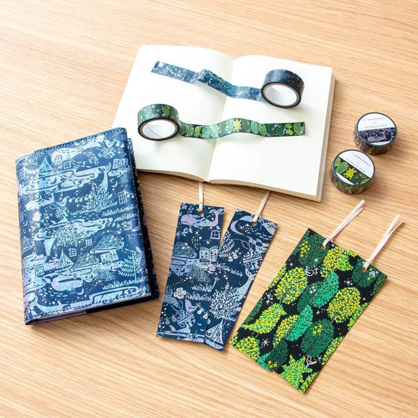 Holographic Foil Stamped Bookmark Green Trees Design 2 ct.