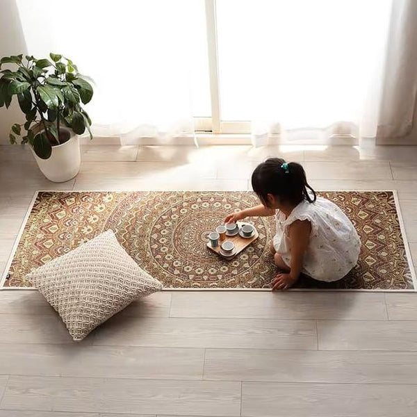 Ikehiko Igusa Rush Grass Tatami Yoga Mat Red Mandala Pattern 185cm