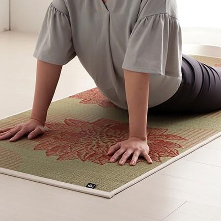 Ikehiko Igusa Tatami Yoga Mat Lotus Flower Pattern 185cm