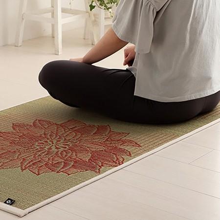 Ikehiko Igusa Tatami Yoga Mat Lotus Flower Pattern 185cm