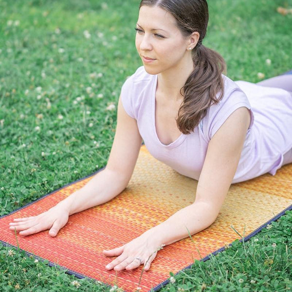 Ikehiko Yoga Mat Igusa Tatami & Kaihara Denim Rainbow Pattern 180cm