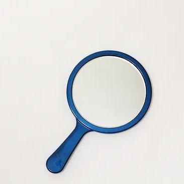 Indigo Blue Lacquered Hand Mirror Crescent Moon Design