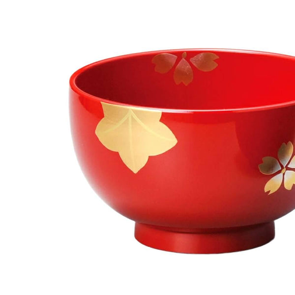 Isuke Japanese Lacquered Soup Bowls Sakura Cherry Blossom Design (Set of 2)