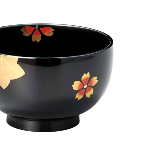 Isuke Japanese Lacquered Soup Bowls Sakura Cherry Blossom Design (Set of 2)