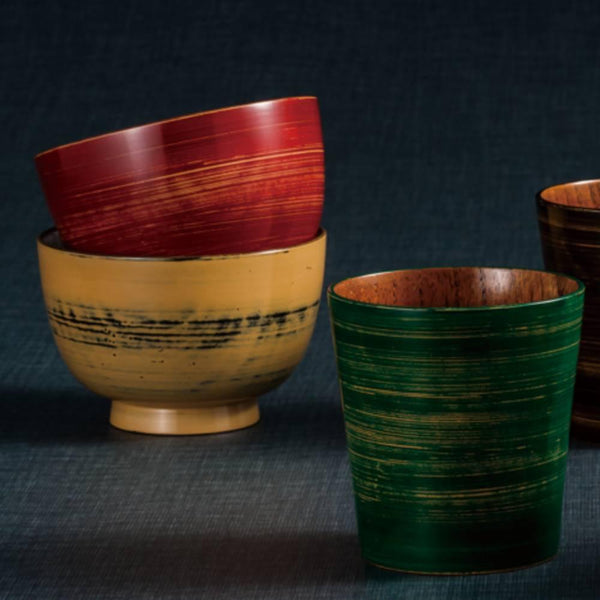 Isuke Japanese Lacquered Wooden Soup Bowl Yellowish