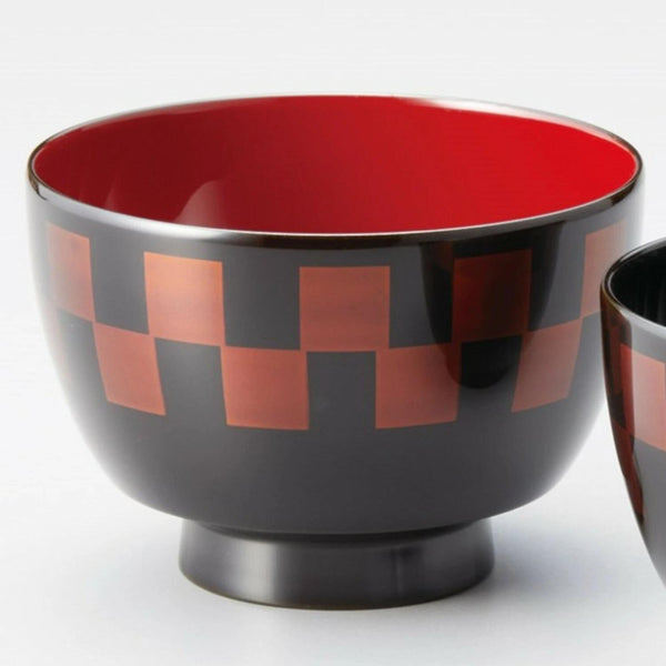 Isuke Sandalwood Lacquer Couple's Bowls Black & Vermilion (Set of 2)