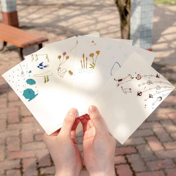 January Seasonal Foil Stamped Postcard Cat Design