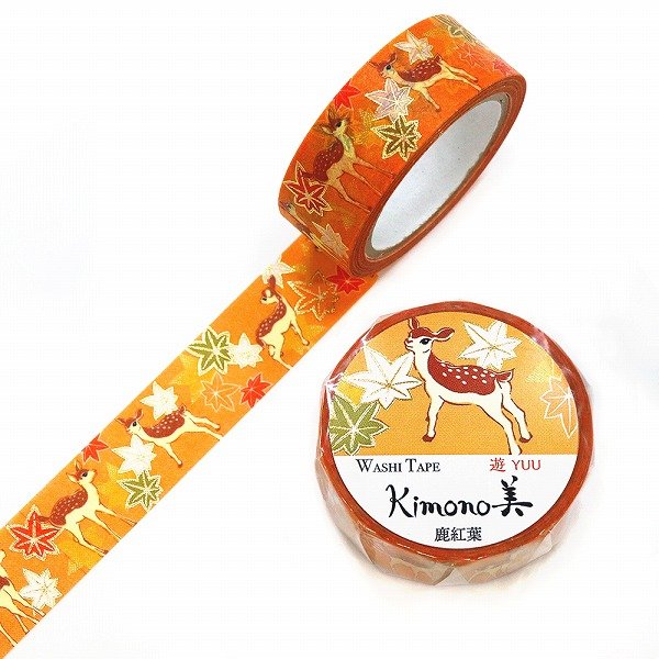Kamiiso Kimono Washi Tape Deer Maple Leaf Pattern Masking Tape