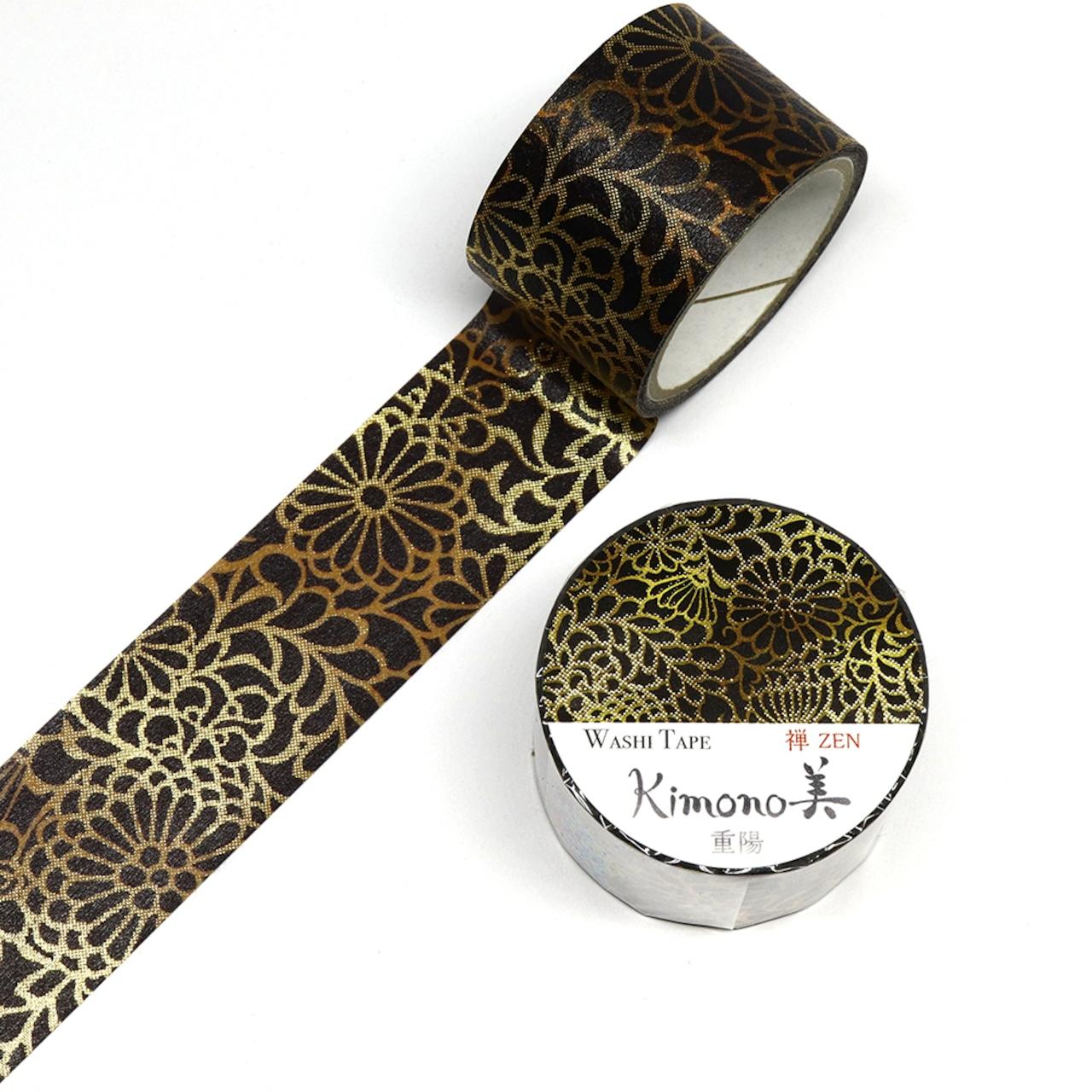Kamiiso Kimono Washi Tape Gold Chrysanthemum Pattern Masking Tape