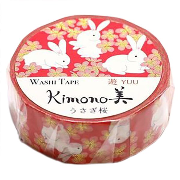 Kamiiso Kimono Washi Tape Rabbit Sakura Pattern Masking Tape